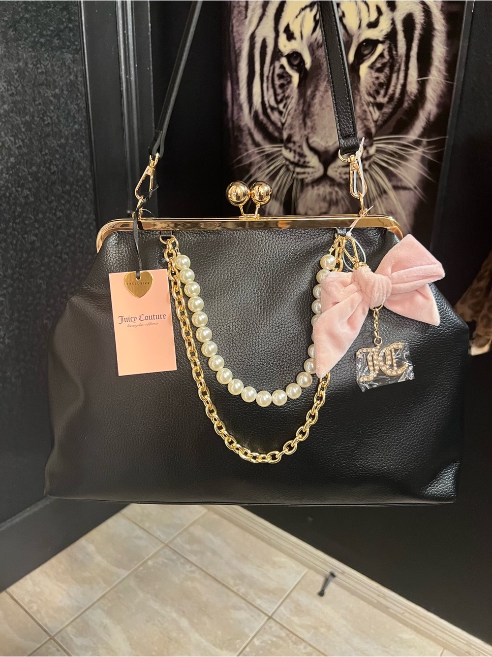 🖤 Juicy Couture Kisslock Bag, CHARM HAUS LARGE FRAME CLUTCH🖤NWT - Picture 4 of 10